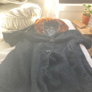 vintage plus size coat with mink collar